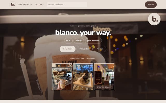 Screenshot of Blanco Coffee House